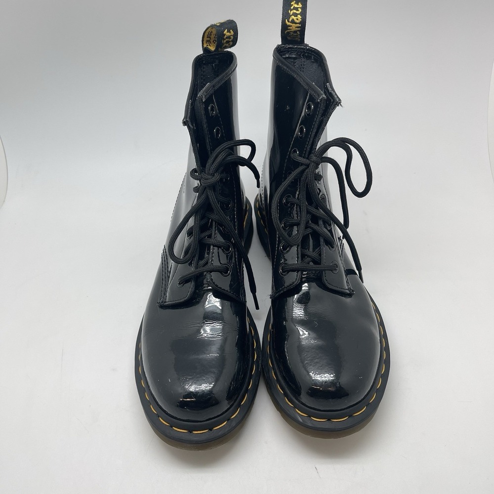 Dr. Martens Black Patent Lace-Up Ankle Boots - Picture 2 of 10